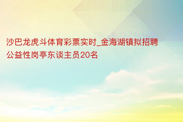 沙巴龙虎斗体育彩票实时_金海湖镇拟招聘公益性岗亭东谈主员20名