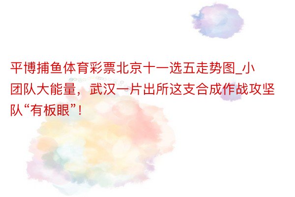 平博捕鱼体育彩票北京十一选五走势图_小团队大能量，武汉一片出所这支合成作战攻坚队“有板眼”！