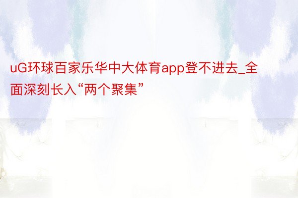 uG环球百家乐华中大体育app登不进去_全面深刻长入“两个聚集”