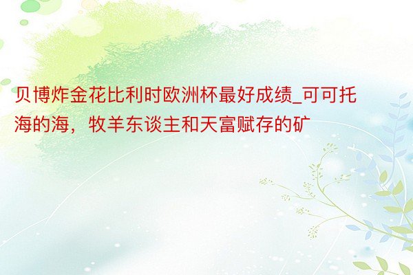 贝博炸金花比利时欧洲杯最好成绩_可可托海的海，牧羊东谈主和天富赋存的矿