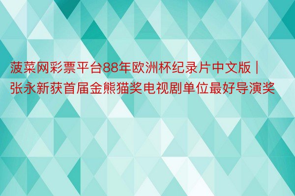 菠菜网彩票平台88年欧洲杯纪录片中文版 | 张永新获首届金熊猫奖电视剧单位最好导演奖
